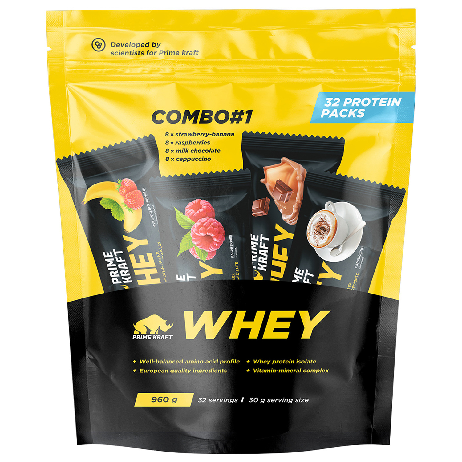 Протеин Prime Kraft Whey combo №1 30г*32шт - фото 1