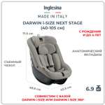 Автокресло Inglesina Darwin Next Stage i-Size с рождения до 4х лет цвет Moon Grey