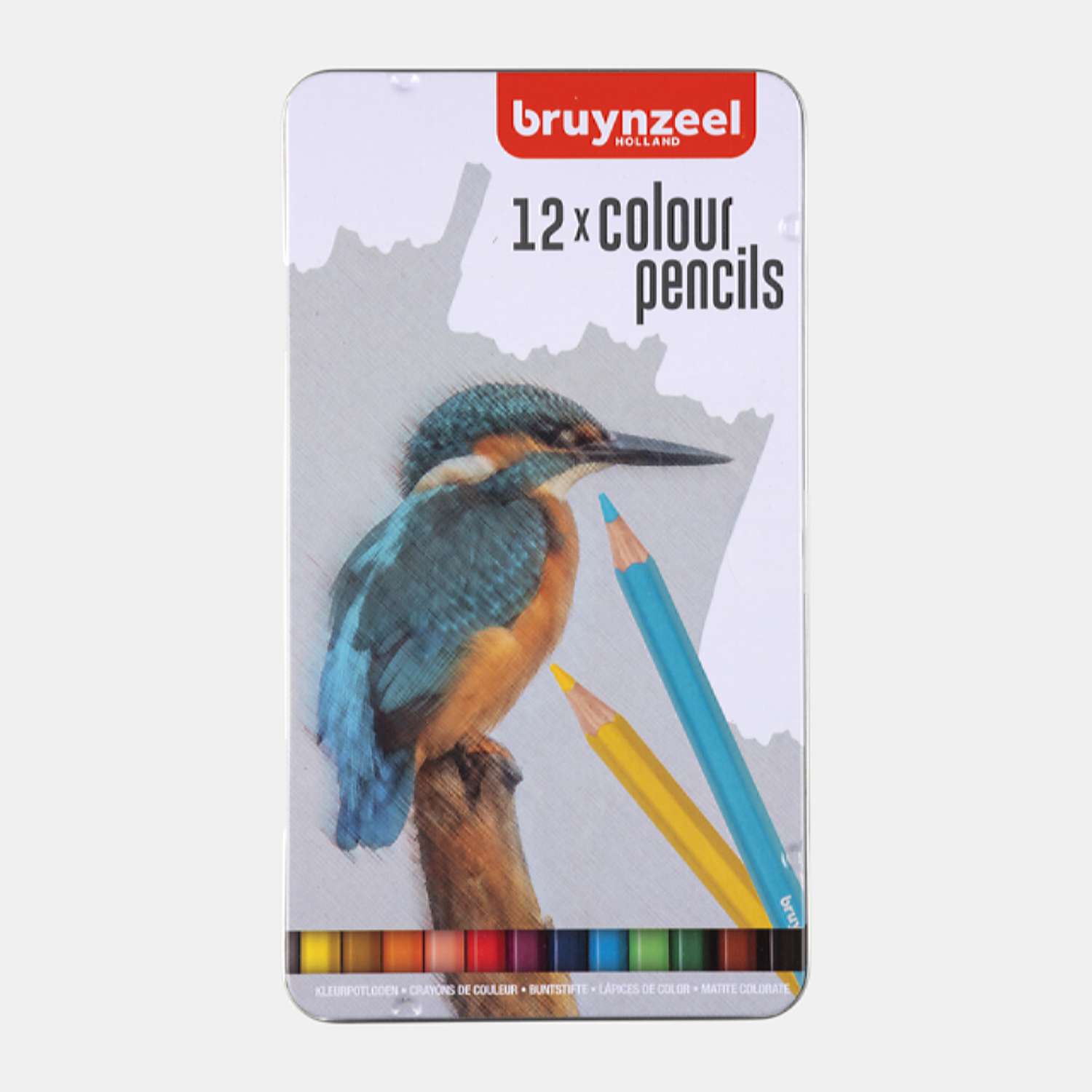 Набор цветных карандашей BRUYNZEEL Kingfisher 12 цветов в металлической упаковке - фото 1
