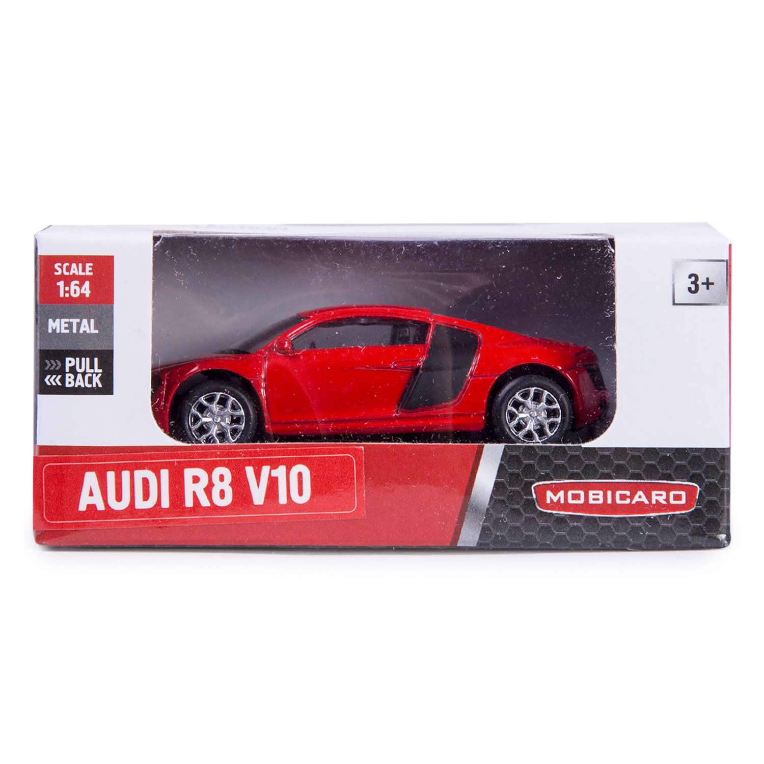 Машинка Mobicaro Audi R8 V10 1:64 Красная 354996 - фото 3