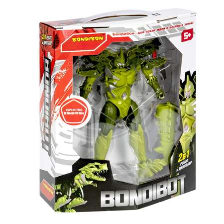 Трансформер BONDIBON Bondibot Робот-динозавр тираннозавр 2 в 1 зелёный цвета