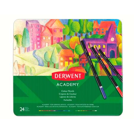Набор цветных карандашей DERWENT Academy Colour 24 цвета металлическая коробка 2301938