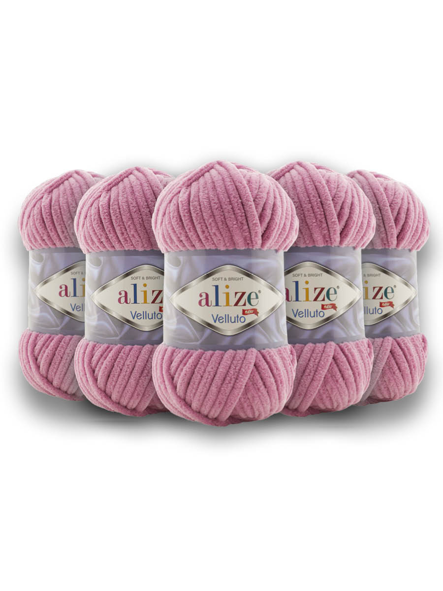 Пряжа для вязания Alize velluto 100 гр 68 м микрополиэстер мягкая велюровая 98 розовый 5 мотков - фото 3