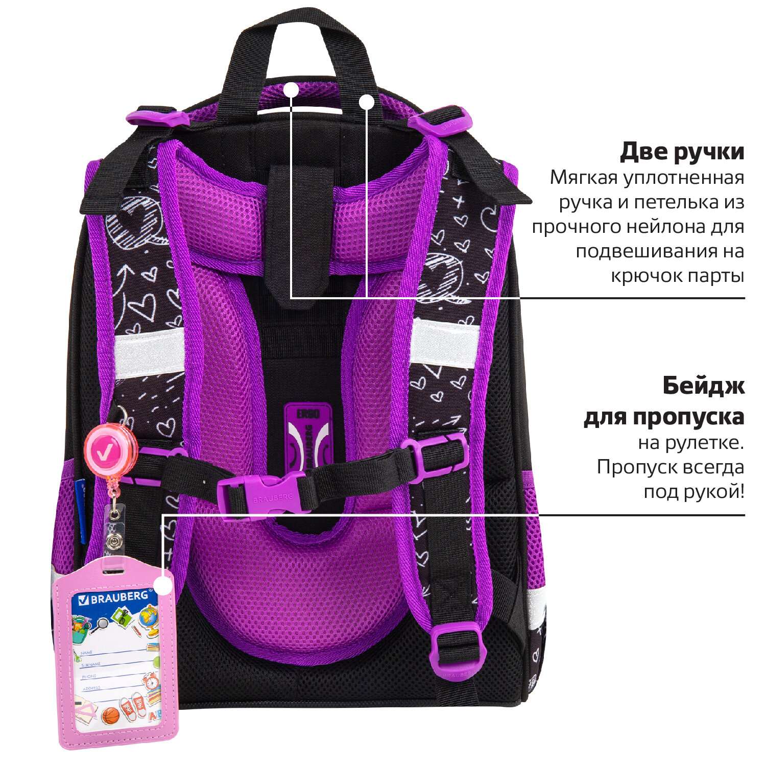 Рюкзак школьный Brauberg для девочки - фото 9
