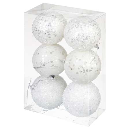 Набор 6 новогодних шаров Elan Gallery Белый