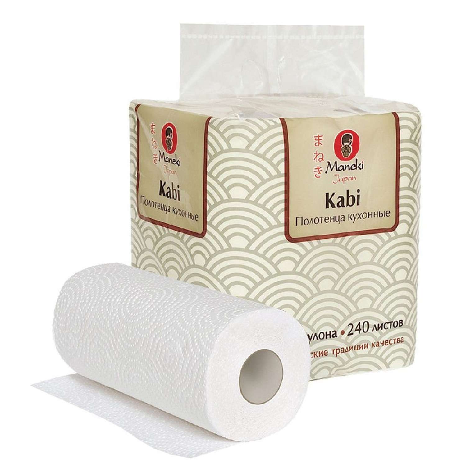 Бумажные полотенца Maneki Kabi 60л белые 4 рулона - фото 1