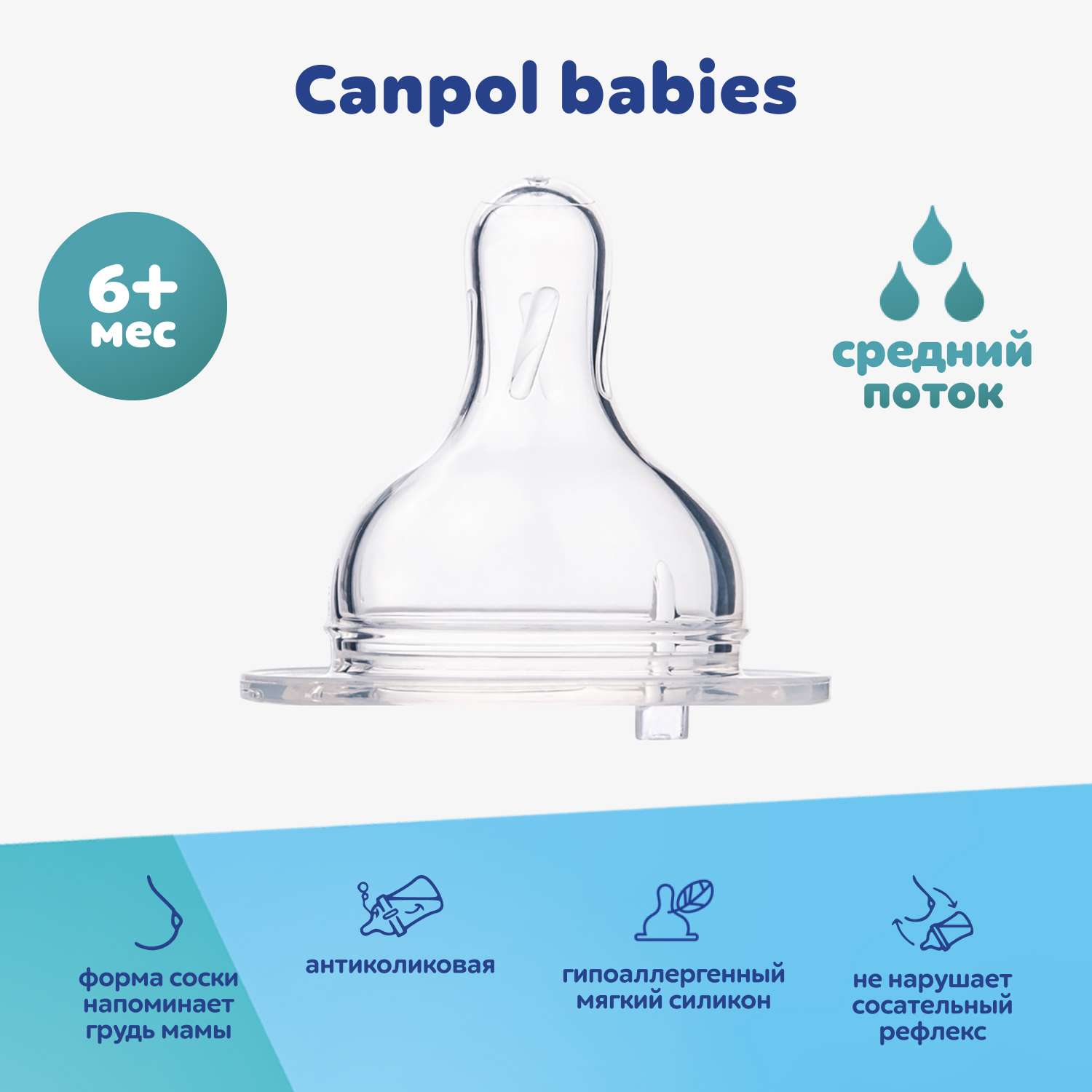 Соска силиконовая Canpol Babies EasyStart круг №2 (средний поток) - фото 1