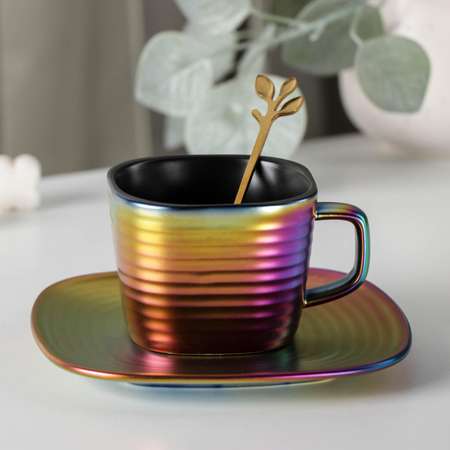 Чайная пара Sima-Land Rainbow чашка 200 мл 10х8х6 см блюдце 145 см ложка