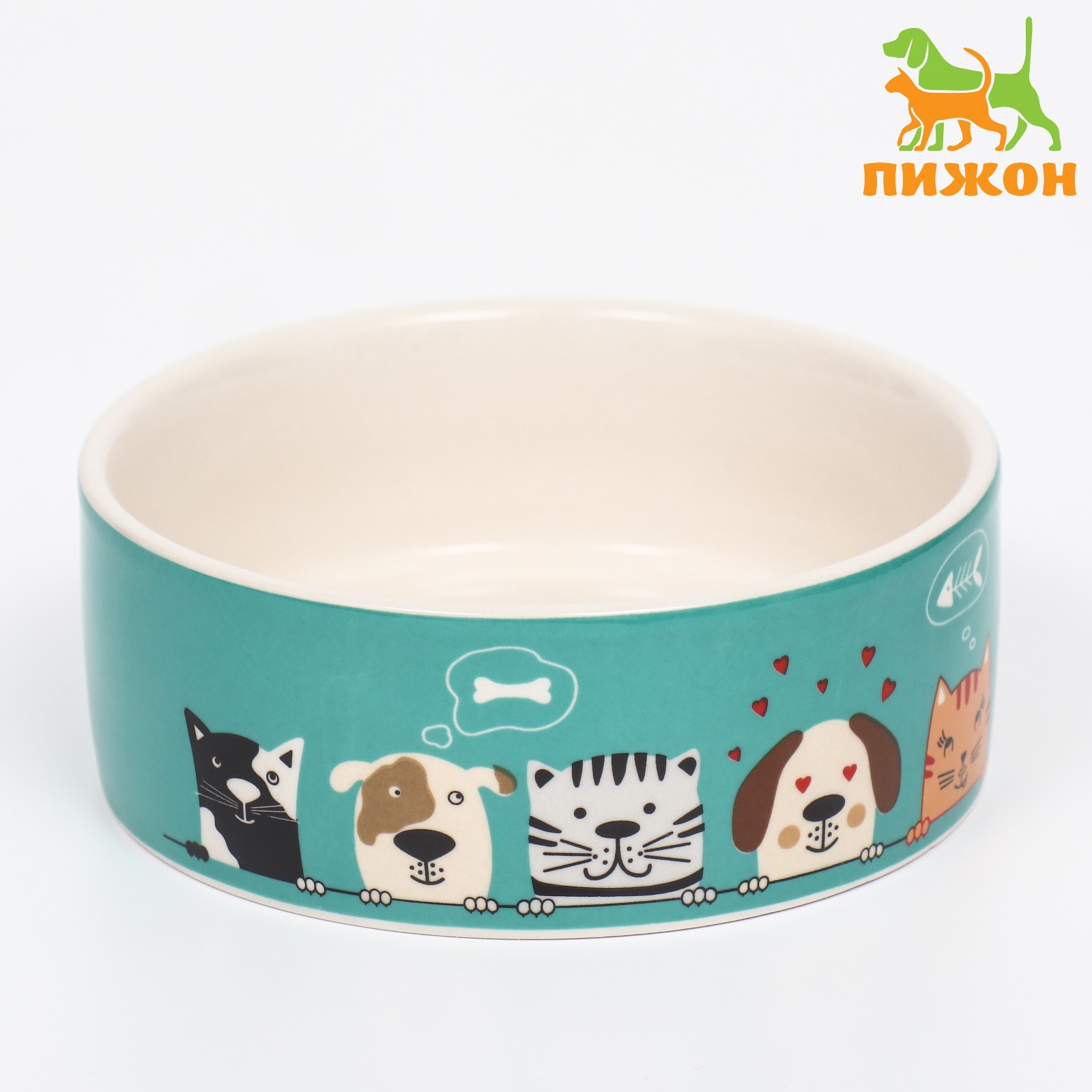 Миска Пижон керамическая «Кошки-собаки» 50мл - фото 1