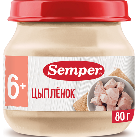 Пюре Semper цыпленок 80г с 6месяцев