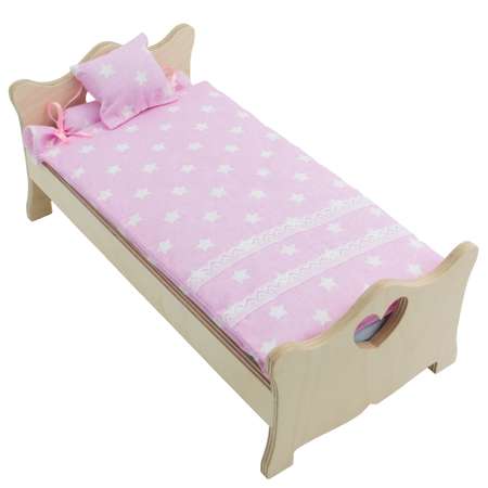 Комлпект постельного белья Модница для куклы 29 см светло-розовый