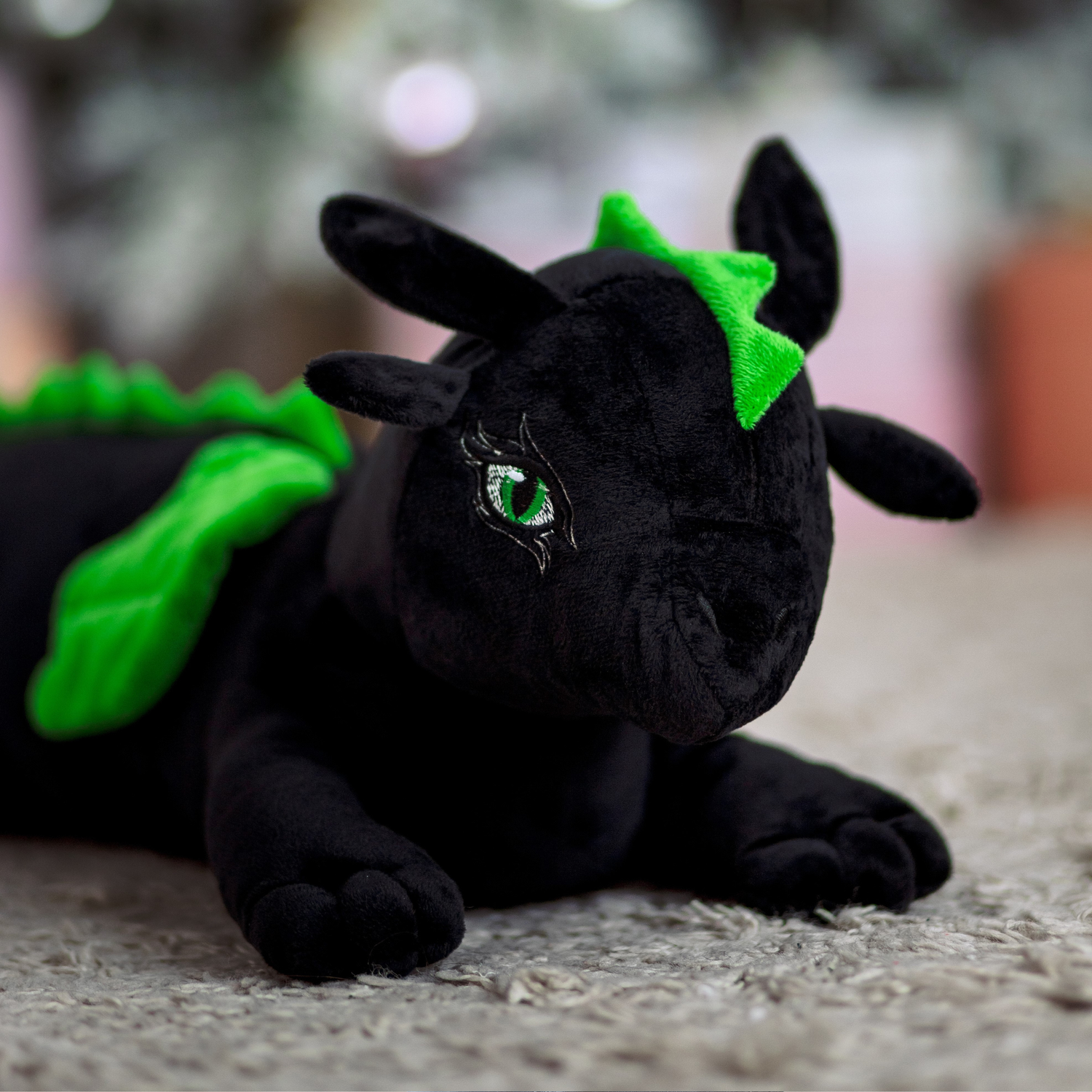 Мягкая игрушка ШАЛАШ Дракон черный 60 см - фото 2
