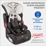 Автомобильное кресло SIGER УУД Siger Космо Lux гр.I/II/III слон серый бежевый