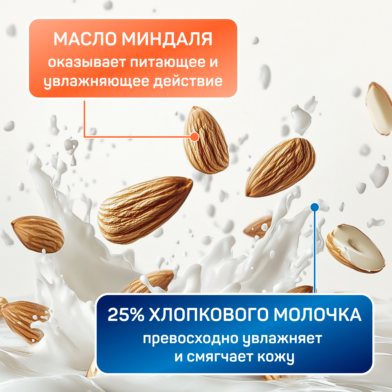 Жидкое мыло AURA 2 в 1 миндаль и хлопковое молочко - фото 2