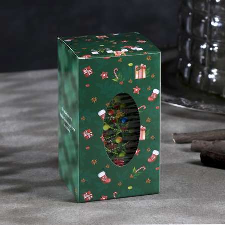 Светодиодная фигура Sima-Land «Зелёный подарок с ёлкой» батарейки не в комплекте эффект пламени