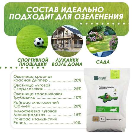 Семена трав GREEN MEADOW для газонов Крыма Декоративный 2х8кг