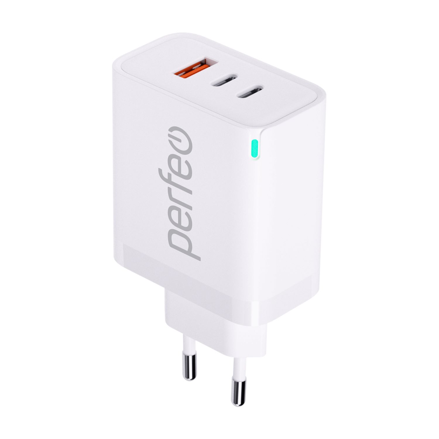 Сетевое зарядное устройство Perfeo с тремя разъемами USB-A+2xTYPE-C GaN 65W белый - фото 1