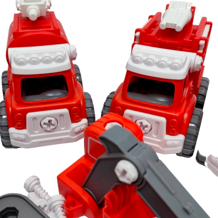 Игровой набор 5 в 1 SHARKTOYS робот трансформер состоящий из 5 пожарных машинок