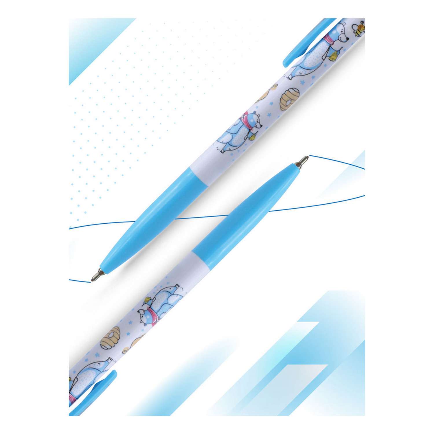 Шариковая ручка Flexoffice с чернилами на масляной основе BEAR 0.7мм синяя 12шт - фото 3