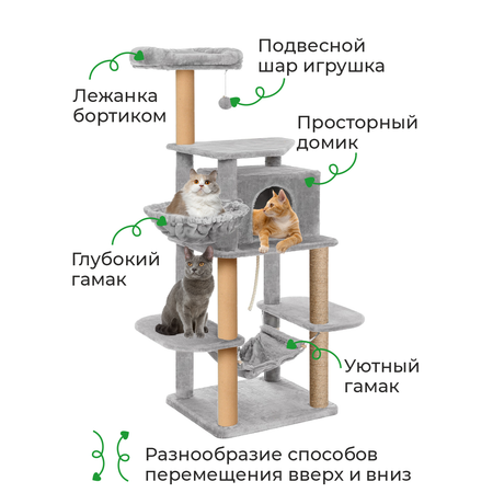 Домик-гамачок для кошки ZURAY серый