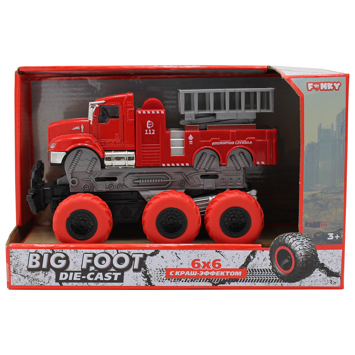 Пожарная машина Funky Toys 1:43 фрикционный FT61093 - фото 2