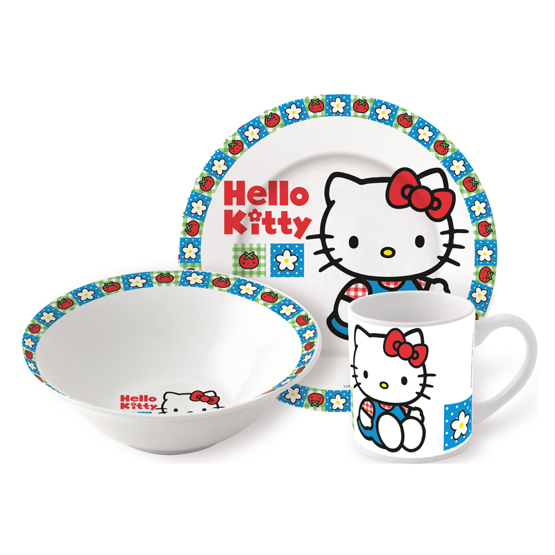 Набор керамической посуды STOR в подарочной упаковке Snack Set Hello Kitty Tomato 1 (3 шт.) - фото 1