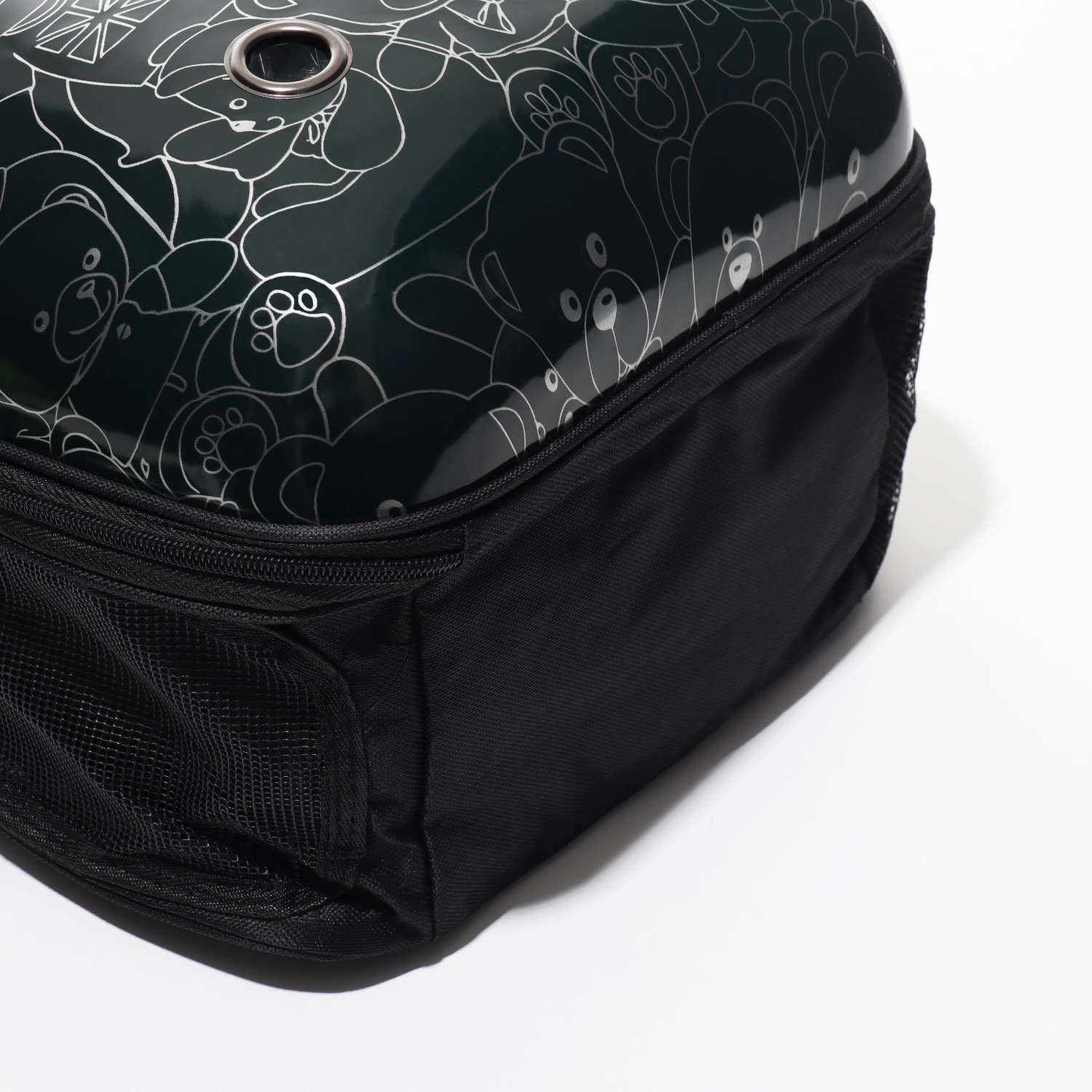 Рюкзак для переноски Пижон с окном для обзора «Медвежата» 32х26х44 см тёмно-зелёный - фото 6