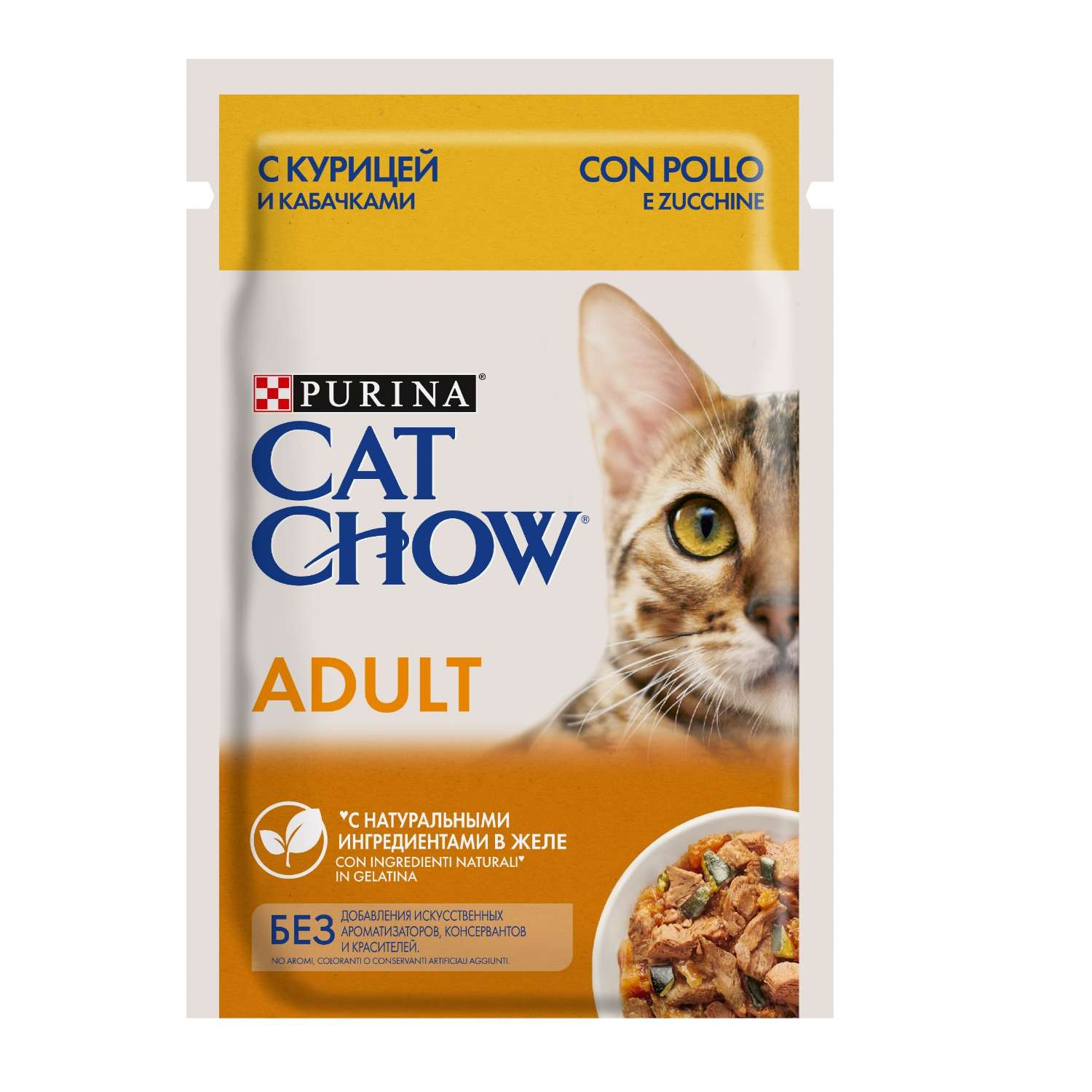 Корм влажный для кошек Cat Chow 85г с курицей и кабачком пауч - фото 1