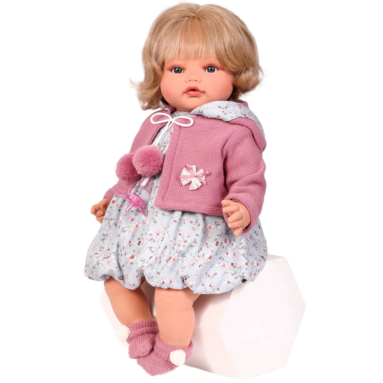 Кукла говорящая Antonio Juan Изабелла в темно-розовом 42 см плачет мягконабивная 1671Bl - фото 1