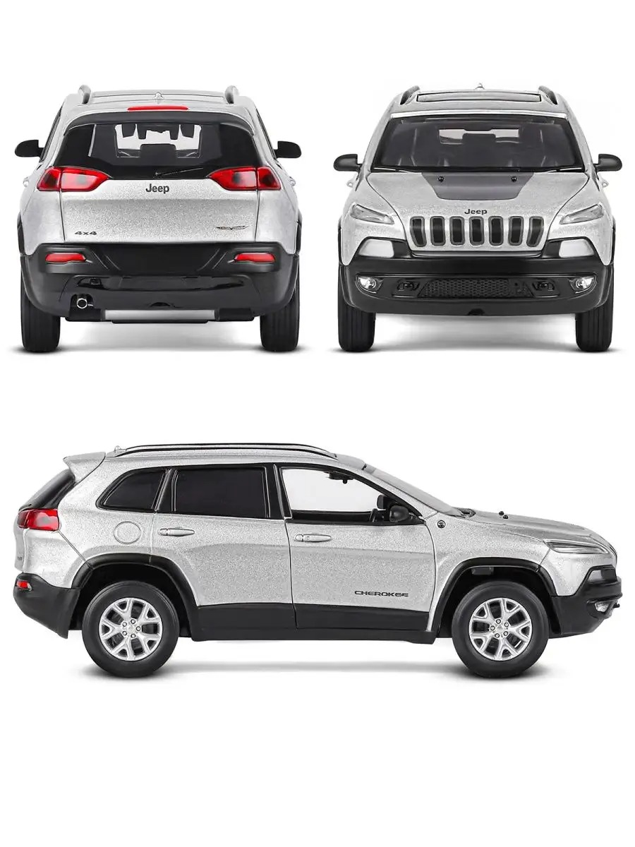 Внедорожник АВТОпанорама Jeep Cherokee 1:32 серебряный JB1251498 - фото 5