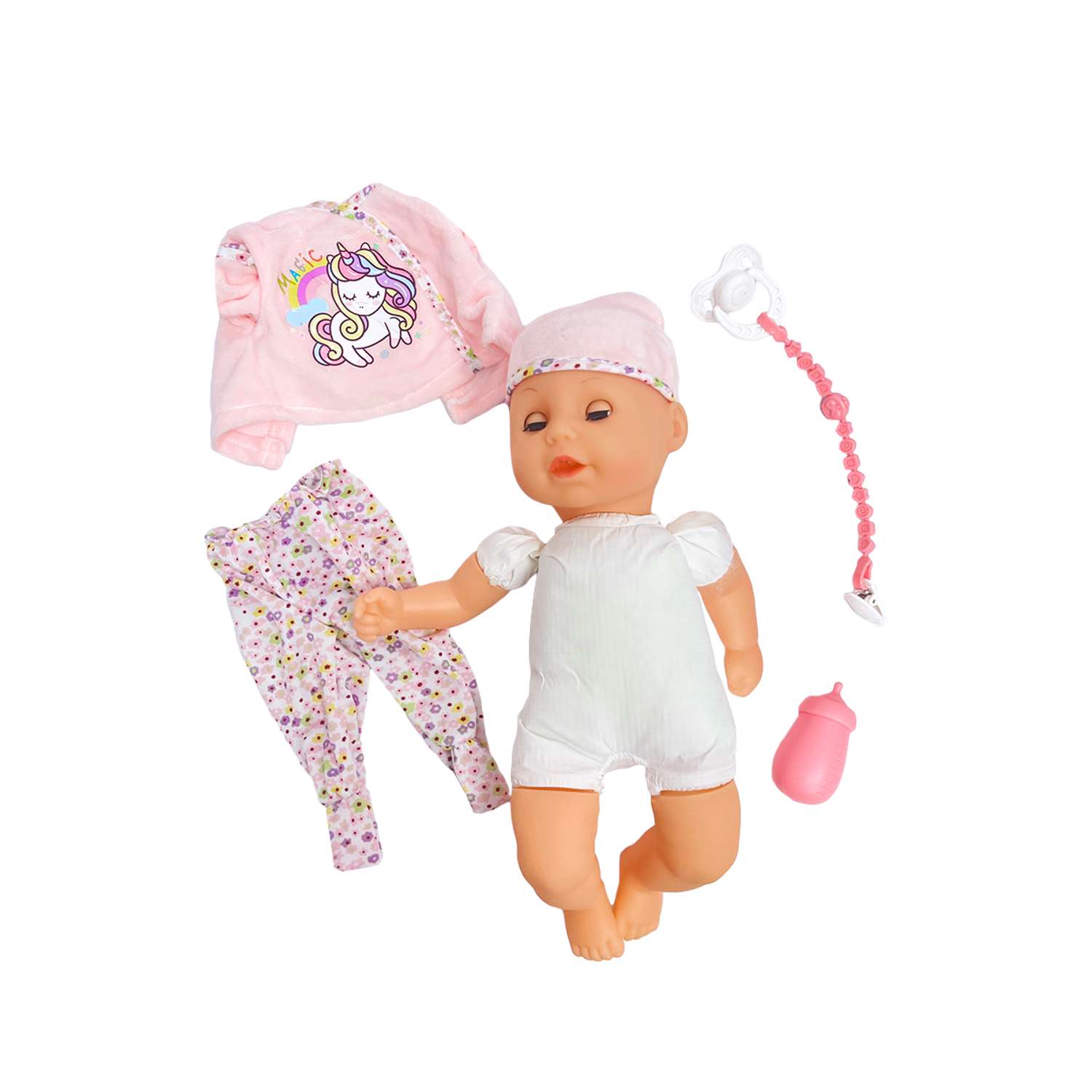 Кукла пупс интерактивный SHARKTOYS с акссесуарами в розовом с пони высота 32 см 10 звуков 1000000063 - фото 8