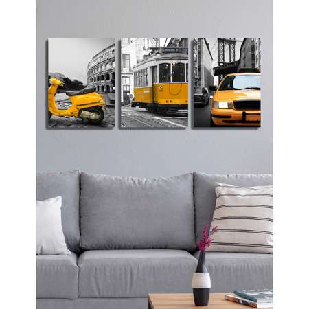 Комплект картин на холсте LOFTime 3 шт Города желтый 30х40 см