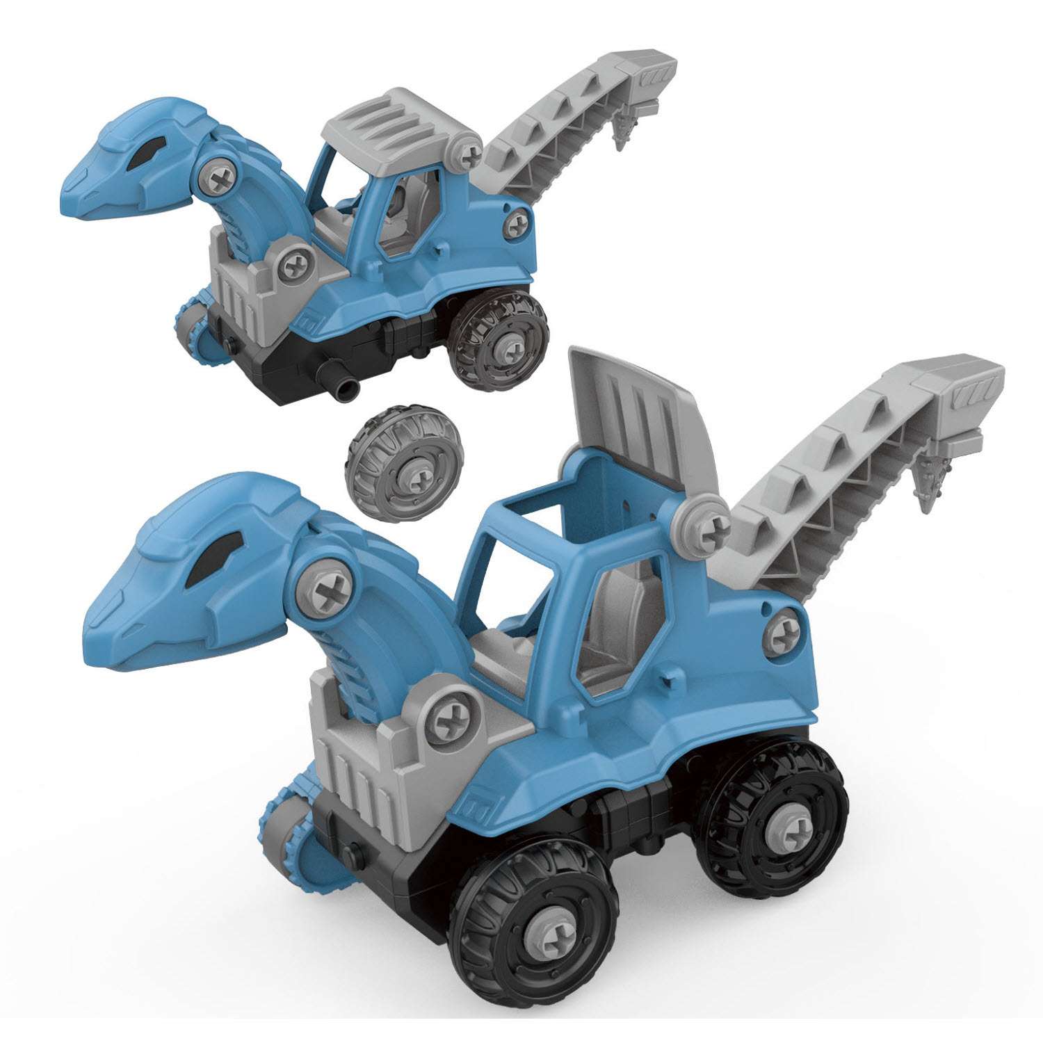 Конструктор LampStory Динозавры-машинки 4 шт с шуруповертом и отверткой - фото 11
