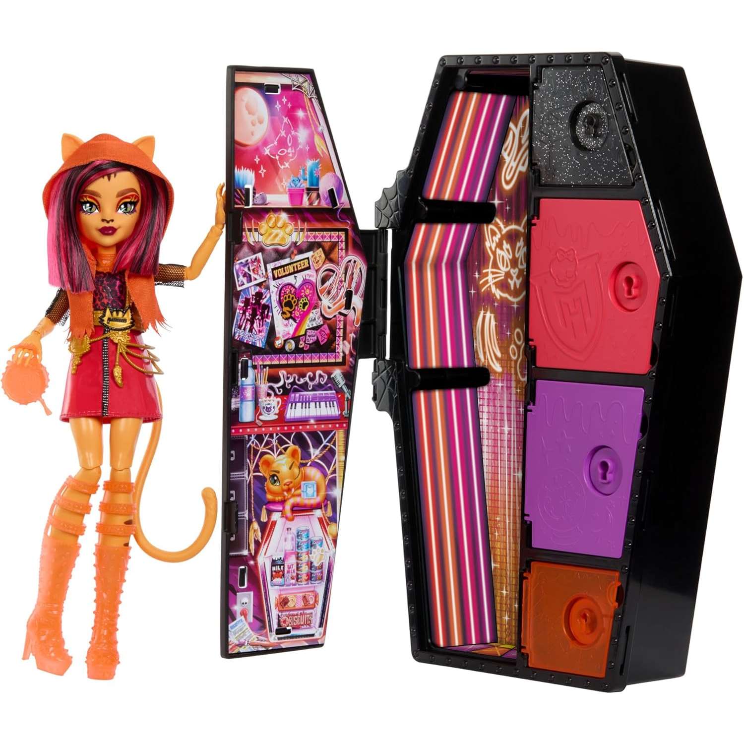 Набор игровой Monster High Шкаф с неоновыми секретами Toralei Stripe HNF80 HNF80 - фото 1