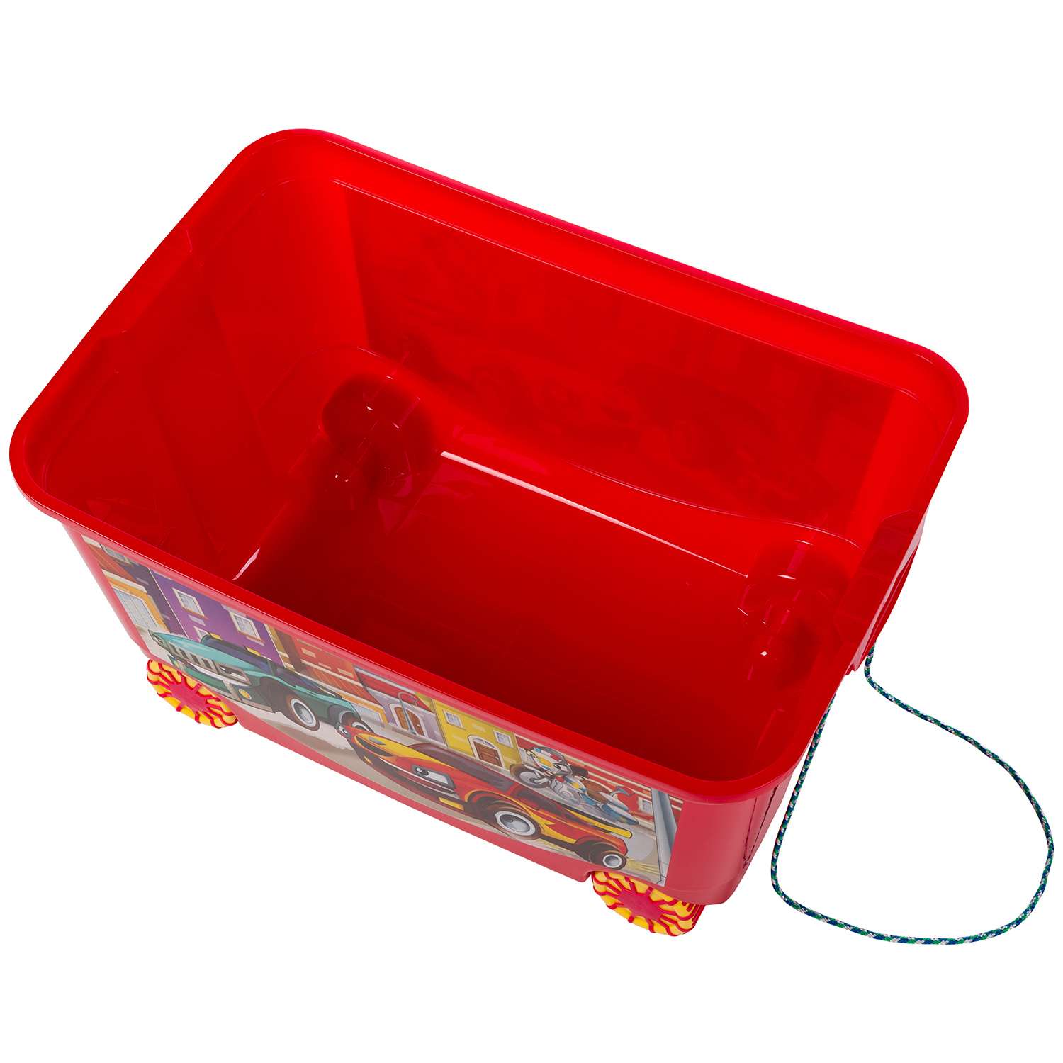 Ящик Пластишка для игрушек на колесах с аппликацией 45л Красный 431380904 - фото 2