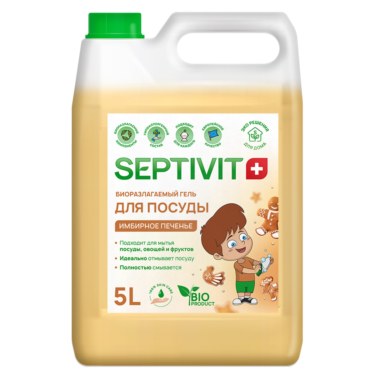 Средство для мытья посуды SEPTIVIT Premium Имбирное печенье 5л - фото 1