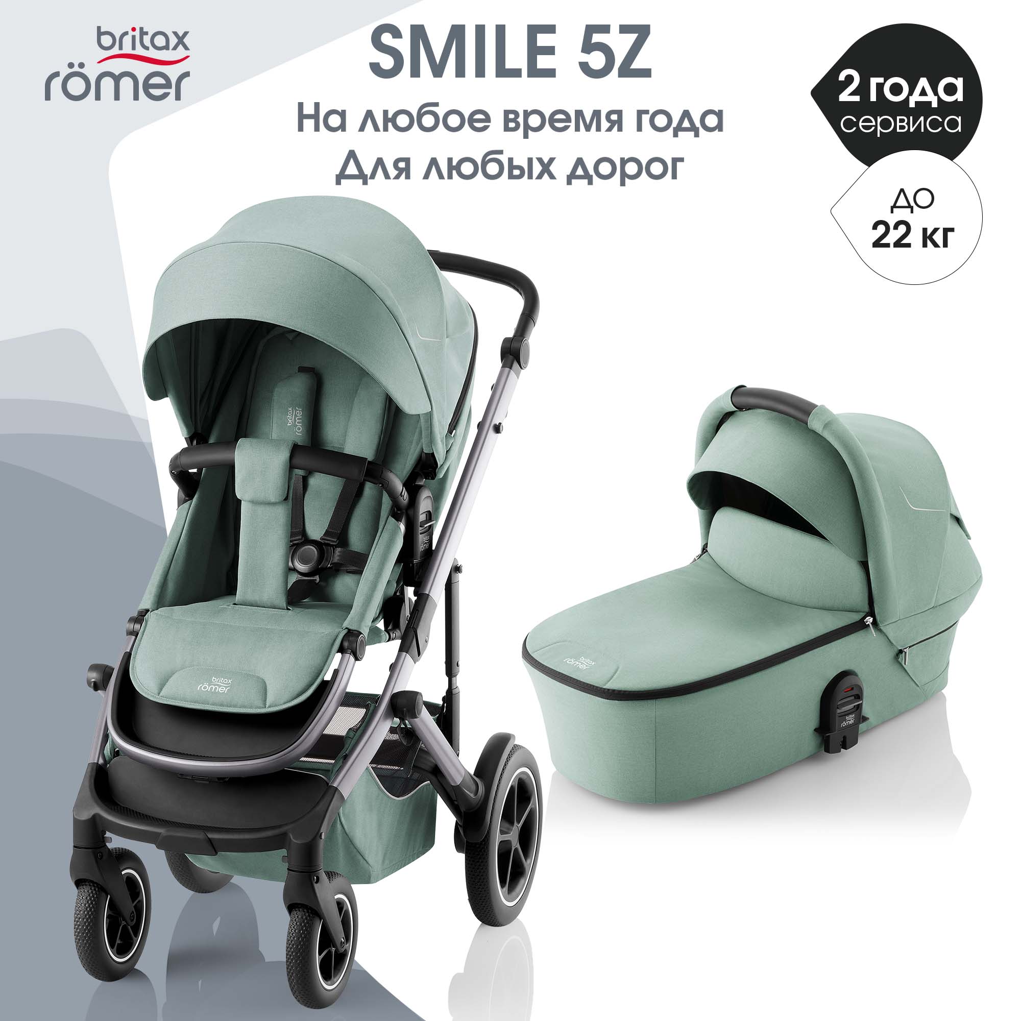 Коляска Britax Roemer 2 в 1 Smile 5Z Jade Green - фото 1