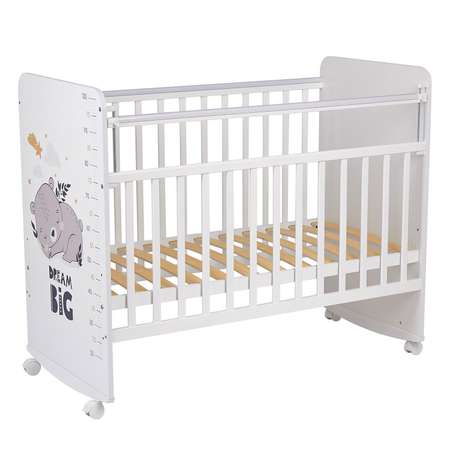 Детская кроватка Фея 702 Спящий мишка прямоугольная, без маятника (белый)