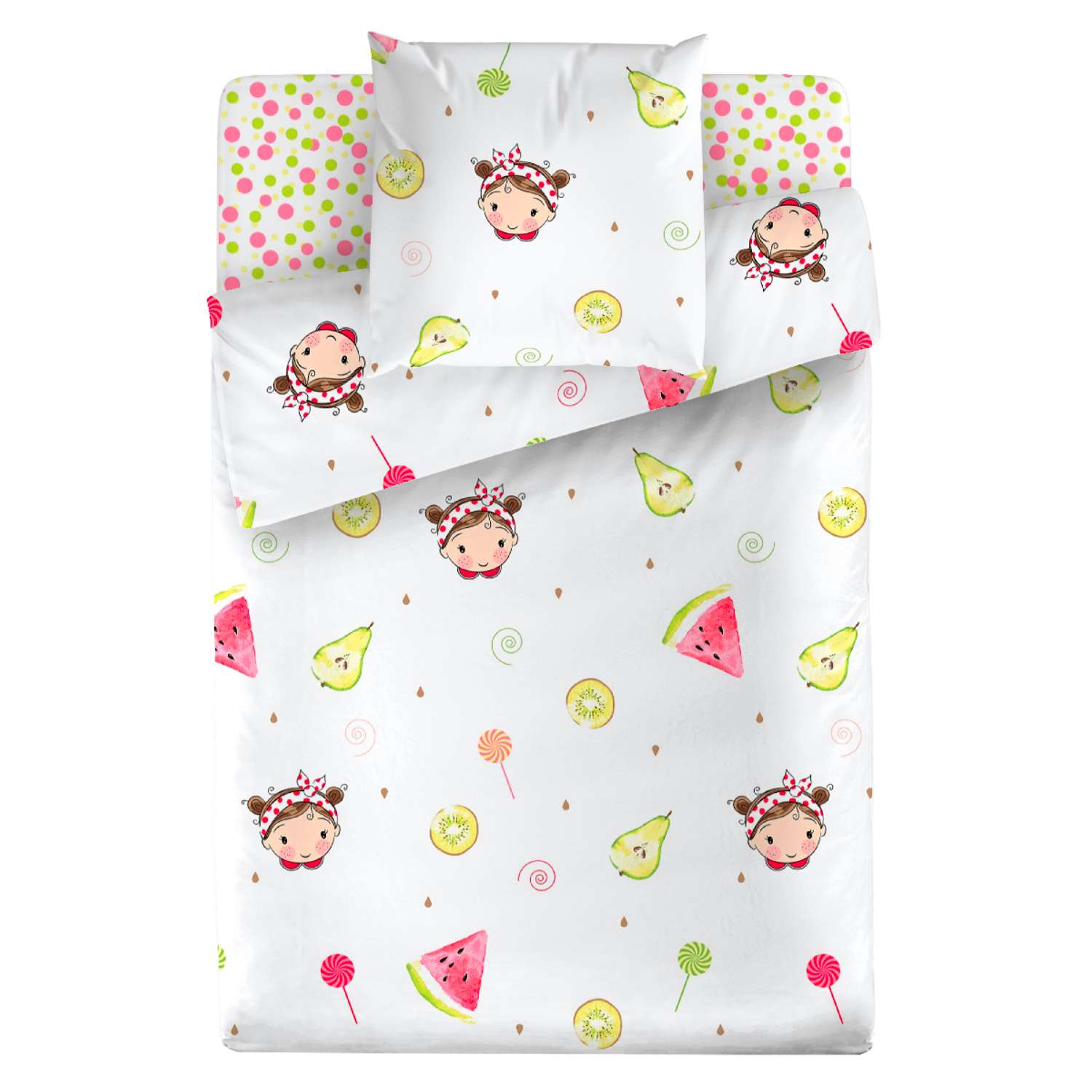 Комплект постельного белья BRAVO kids dreams Девочки-конфетки 1.5 спальный простыня на резинке 90х200 см - фото 2