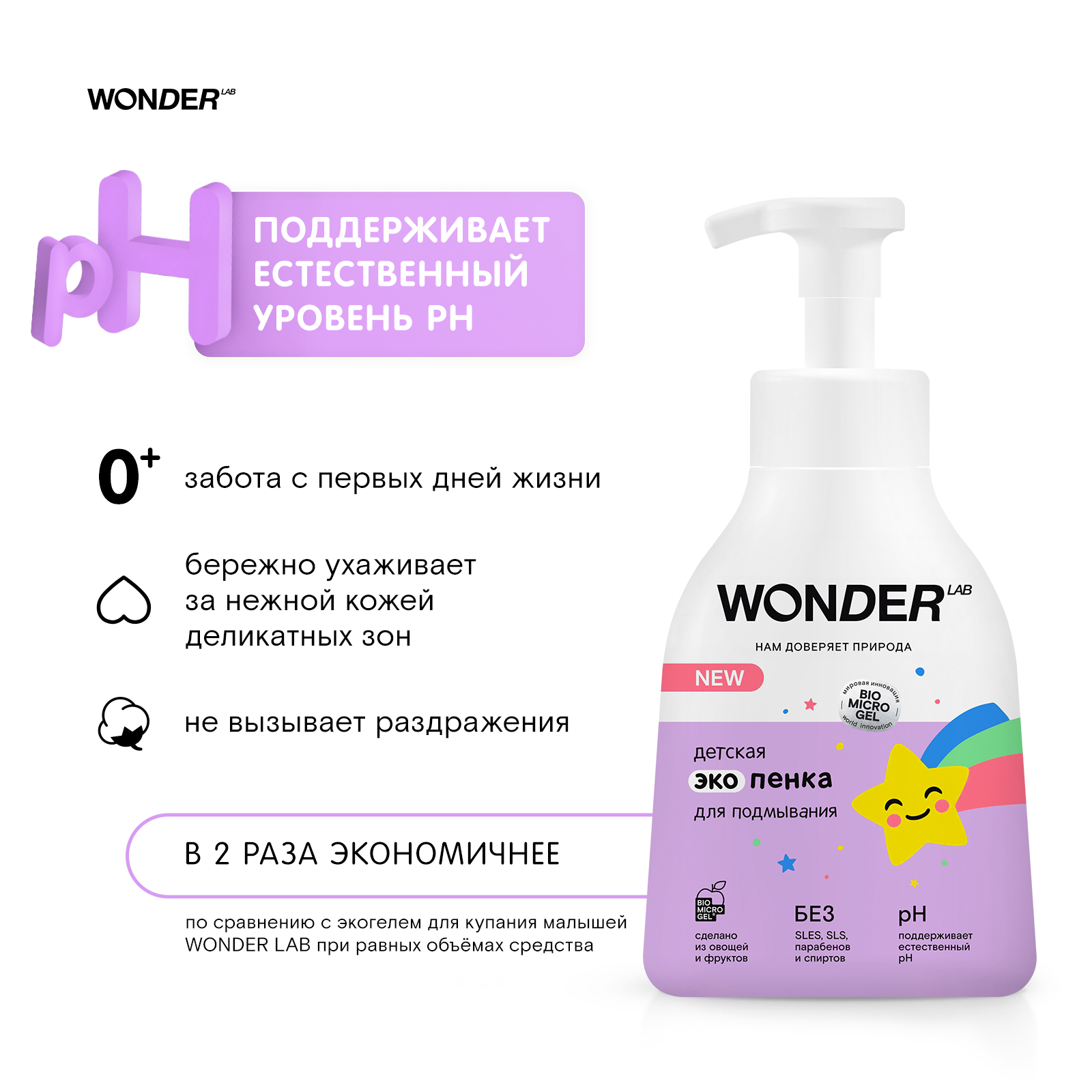 Эко пенка для подмывания WONDER Lab детская 450мл - фото 7