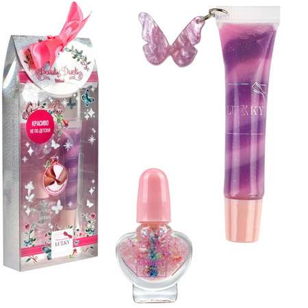 Косметический набор Lukky Beauty Duet блеск для губ и лак для ногтей розовый