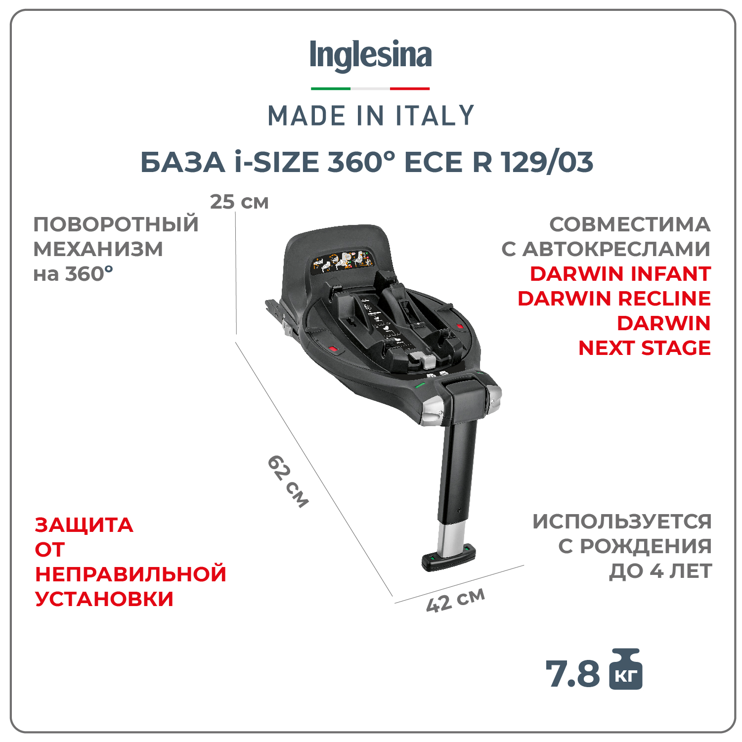 База для автокресла Inglesina Darwin i-Size 360° цвет черный - фото 1