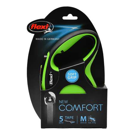 Рулетка Flexi New Comfort М лента 5м до 25кг Черный-Зеленый