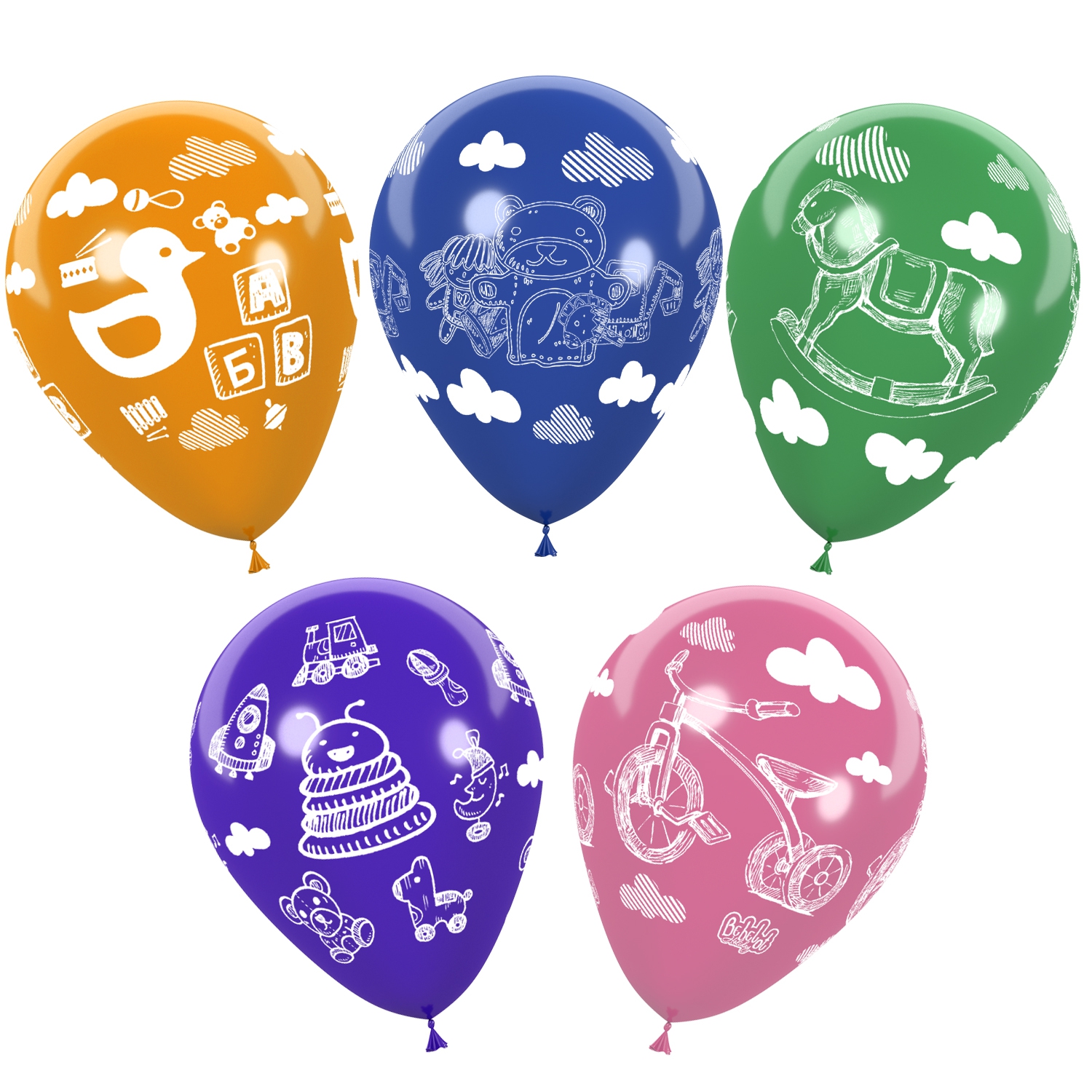Набор воздушных шаров Bebelot Игрушки шелкография 10 шт 30 см пастель разноцветные - фото 2
