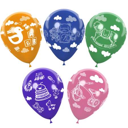 Набор воздушных шаров Bebelot Игрушки шелкография 10 шт 30 см пастель разноцветные