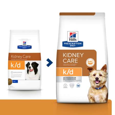 Корм для собак HILLS 2кг Prescription Diet k/d Kidney Care для поддержания здоровья почек сухой