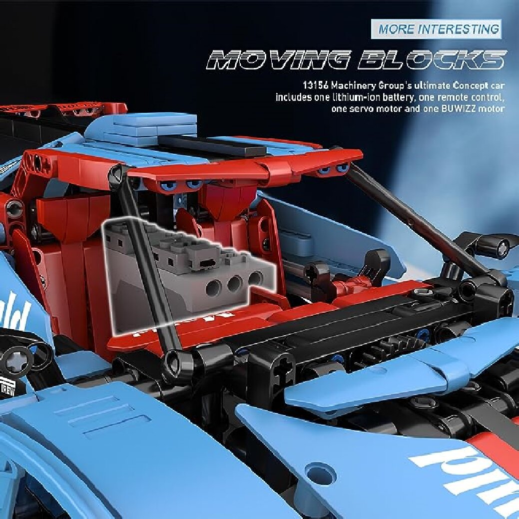 Конструктор Mould King 13156 синий Технический MOC Apollo IE Super Racing Car 1669 деталей - фото 4