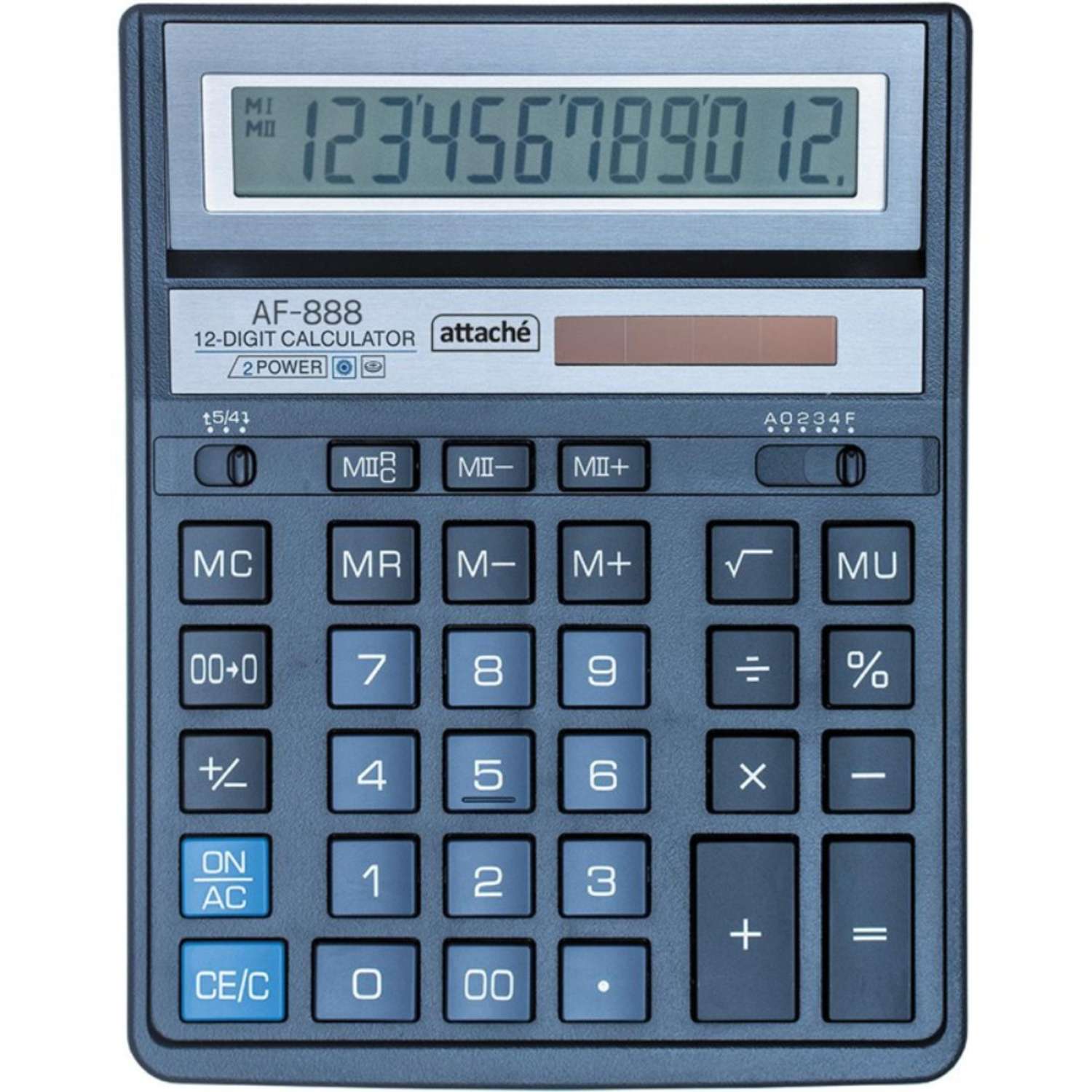 Калькулятор Attache настольный 12ти разрядный 204x158мм темно-синий 1 шт - фото 1