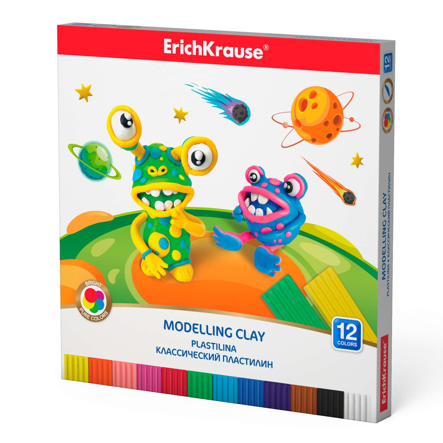 Классический пластилин ErichKrause Cosmic Monsters 12цветов со стеком 216г 58469 - фото 4