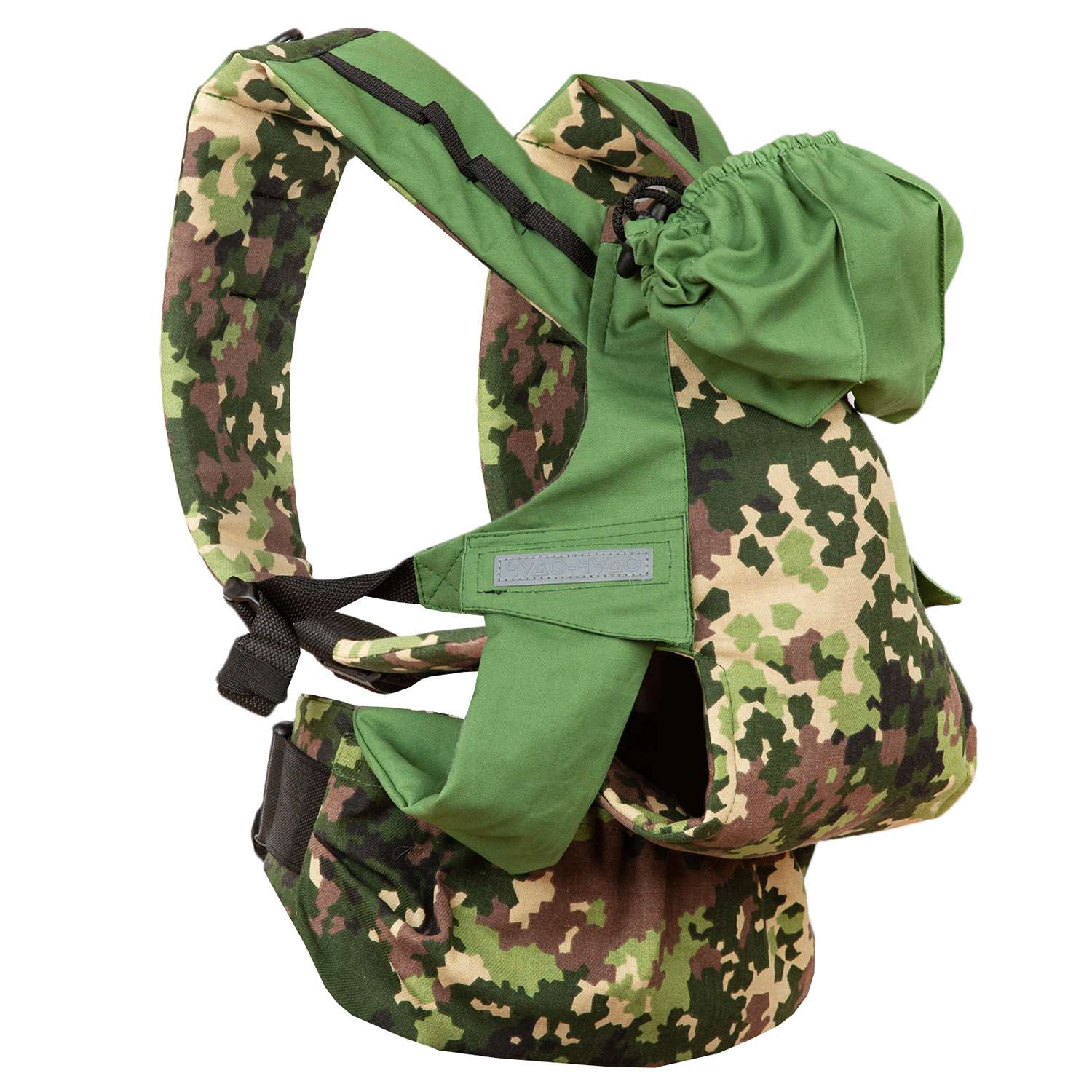 Слинг-рюкзак Чудо-чадо переноска для детей Бебимобиль Позитив камуфляж/зеленый - фото 1